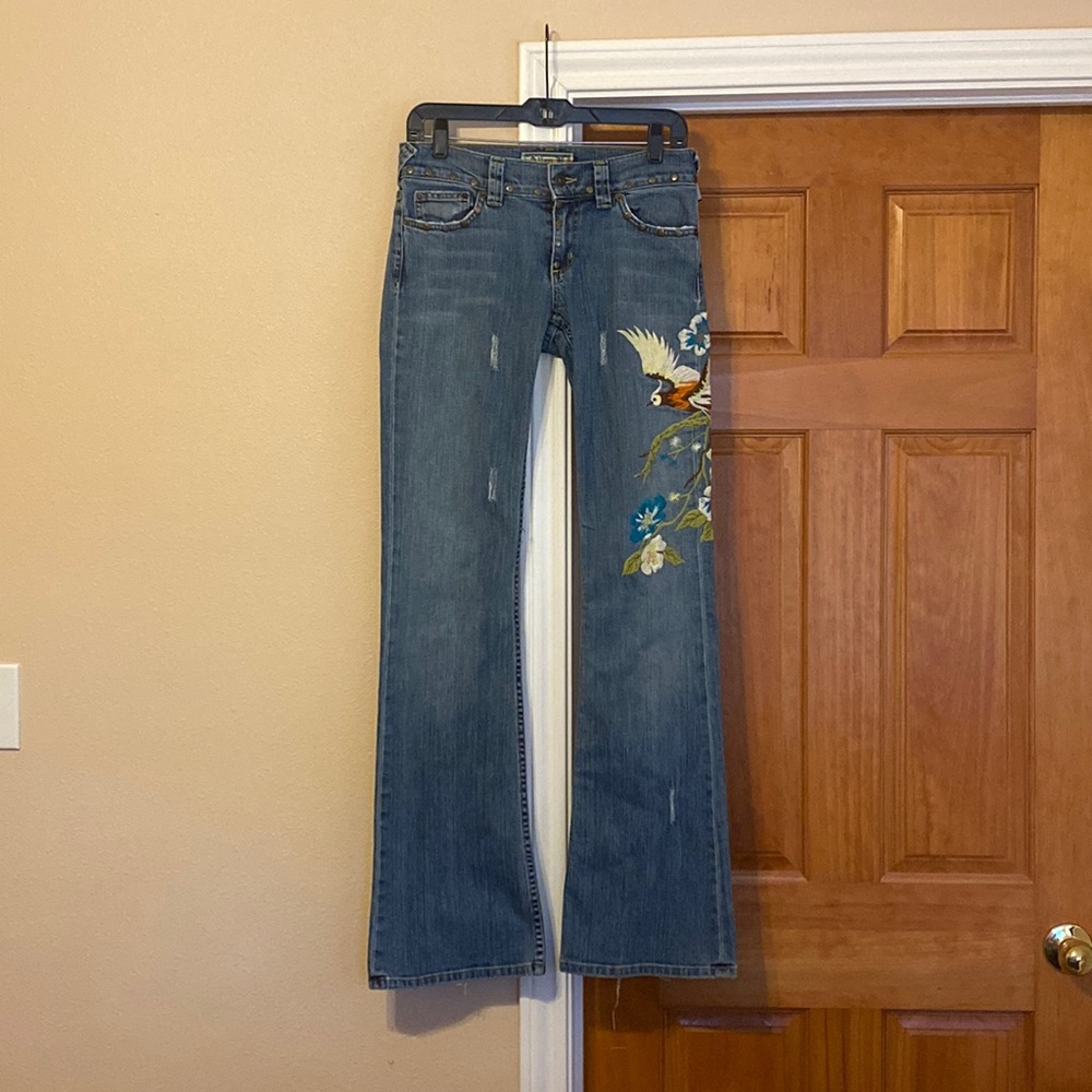 Allen B. By Allen Schwartz embroidered flare jean.